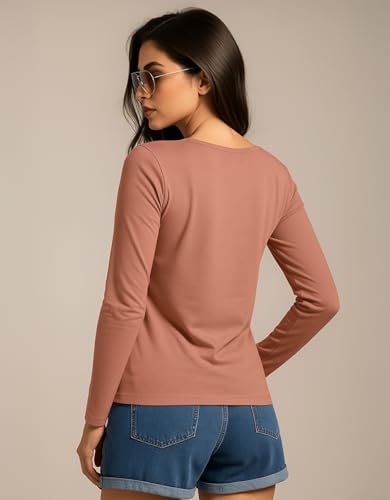 Image of JUNEBERRY Pure Cotton Regular Fit Solid Full Sleeve T-Shirt for Women & Girls (Sizes: S to 2XL)
