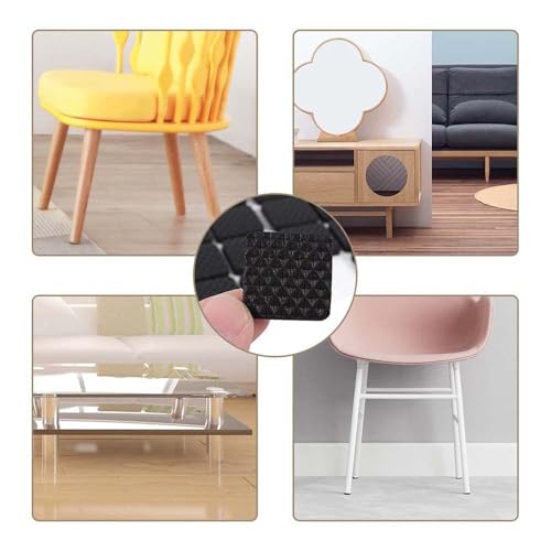 Image of CHUNZEXI Square Rubber Self Adhesive Square Felt Pads Non Skid Floor Protector Furniture Sofa Furniture Chair Balance Pad Noise Insulation Floor Bumper Color: Black - 48 Pcs