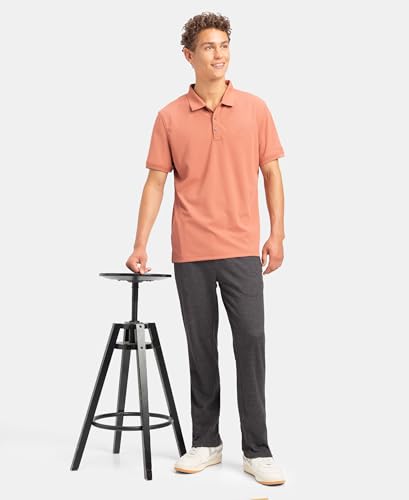 Image of Jockey AM38 Men's Microfiber Fabric Solid Half Sleeve Polo T-Shirt with StayDry & StayFresh Technology