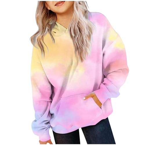 Cute Hoodies for Girls Tie Dye Oversized Pullover Sweatshirts Long Sleeve Trendy Shirts Preppy Clothes 2-14 Years