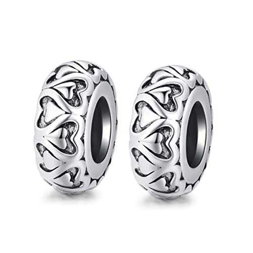 Dijes de plata 925 con cuentas de tapón redondo para fijar abalorios de pulsera