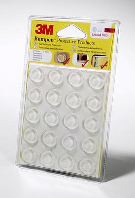 Bumpon3M SJ5344 Elastic Furniture Buffer Noise/Slip Stopper (Cylinder Shape, 19.0 mm Wide, 4.0 mm High, Transparent, 16 Pieces) with Strong Adhesive