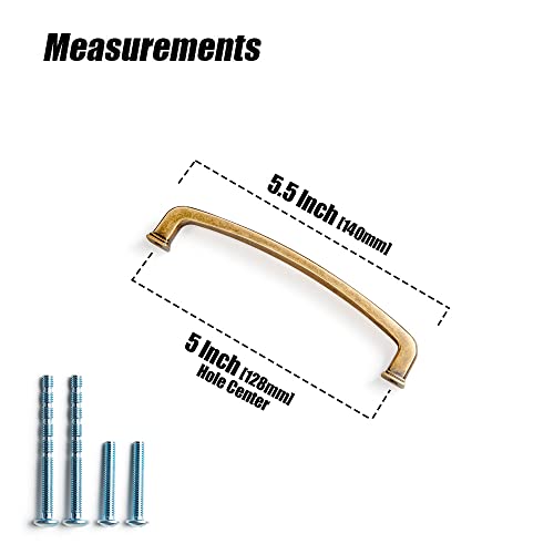 Yanxia Timeless Antique Brass Cabinet Handles - Premium Quality, Classic Design, Ideal For Home Restoration & Decor, 5 Inches Center To Center,Set Of 6 #TOP1