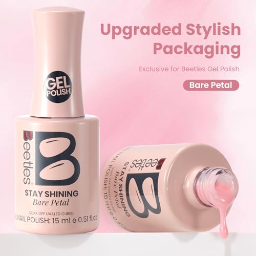 Image of Beetles Stay Shining Bare Petal Nude Gel Nail Polish - 15ml Jelly Neutral Nude Pink Gel Polish Base Color Nail Concealer Sheer Pink Soak Off UV Translucent Effect Manicure Gift for Women