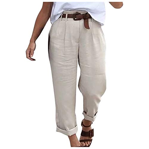 Ctreela Baggy Pants for Women Casual Solid Color Slacks High Waisted Trousers Summer Loose Bloomers Wide Leg Bottoms