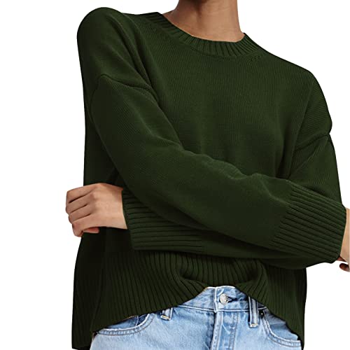 Sweater Oversize Women Hooded Sweater Sweaters For Girls Short Sleeve Turtleneck Men Boys (Dark Green, L) #TOP1