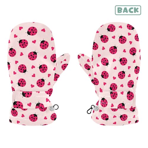 Kids Mittens Winter Fleece Gloves Toddler Warm Snow Gloves Ladybug Hearts for Girls Boys2