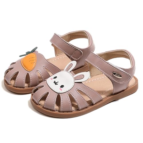 Image of WUIWUIYU Toddlers Little Girls T-Strap Hook&Loop Dress Strawberry Summer Shoes Closed Toe Carrot Sandals