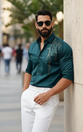 Image of IndoPrimo Men's Stylish Satin Shirt for Party, Formal, Daily and Casual Wear Full Sleeve Shirt for Men