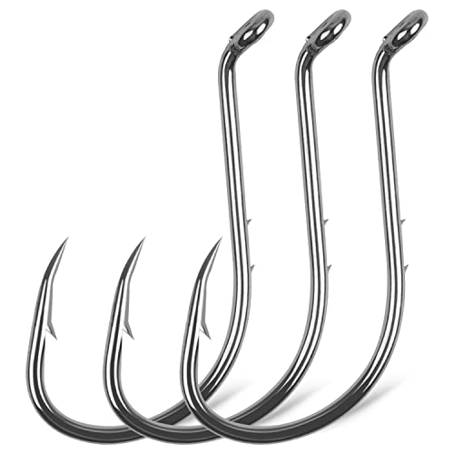 Octopus Fishing Hooks,110Pcs Baitholder Fishing Hooks Barbed Fishing Jig Hooks High Carbon Steel Bait Keep Hooks Offset Circle Octopus Hooks for Saltwater Freshwater Size #8-6/0