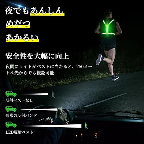 EverVanz ランニング用LED反射ベスト USB01