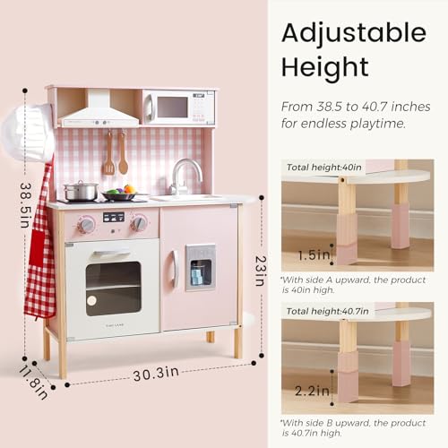 Image of Tiny Land Play Kitchen for Kids - Real Lights, Sounds & Adjustable Height