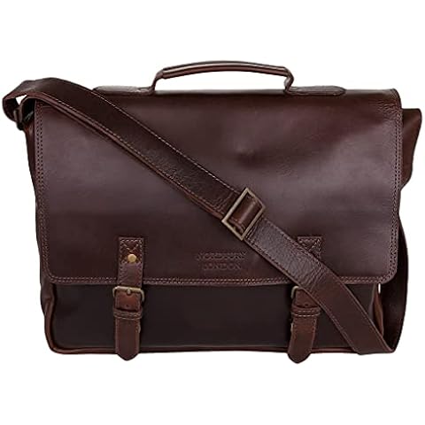 NORDBURY® Handmade Leather Business Briefcase Laptop Bag Documents Bag Messenger Bag Shoulder Office Travel Bag Cover