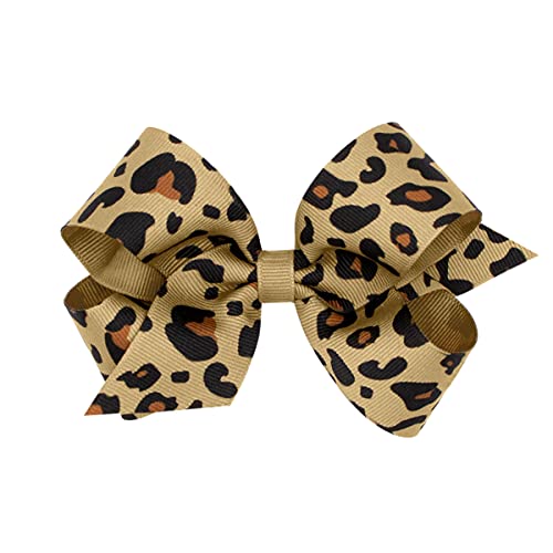 Wee Ones Medium Leopard Print Grosgrain Bow