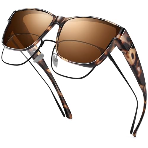 URUMQI Oversized Square Sunglasses Over Glasses, Fit Over Glasses Sunglasses Womens Men, Polarised Sun glasses Men with 100% UV400 Protection Suitable for Daily Wear & Outdoor