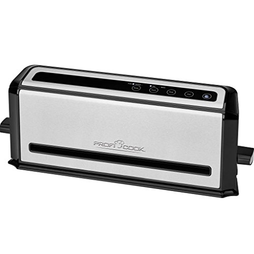 Profi Cook PC-VK 1133 Edelstahl-Vakuumiergerät, Lebensmittel bleiben vakuumiert bis zu 8x länger frisch, Elektronisches Sensor Touch-Bedienfeld