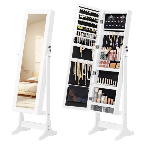 Furmax Mirror Jewelry Cabinet Standing Full Length Mirror with St...