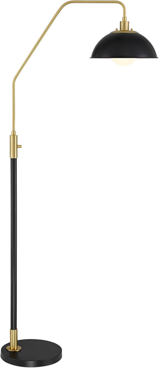 Possini Euro Design Baltar Modern 68 1/2" Tall Standing Floor Lamp Curved Arc Dimmable Black Gold Metal Brass Finish Living Room Bedroom House Reading Office Home Decor Entryway Dining Dome Shade