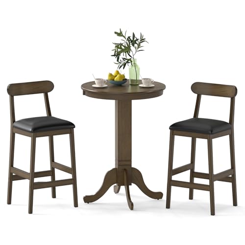 Giantex 3-Piece Wood Bar Table Set with Chairs