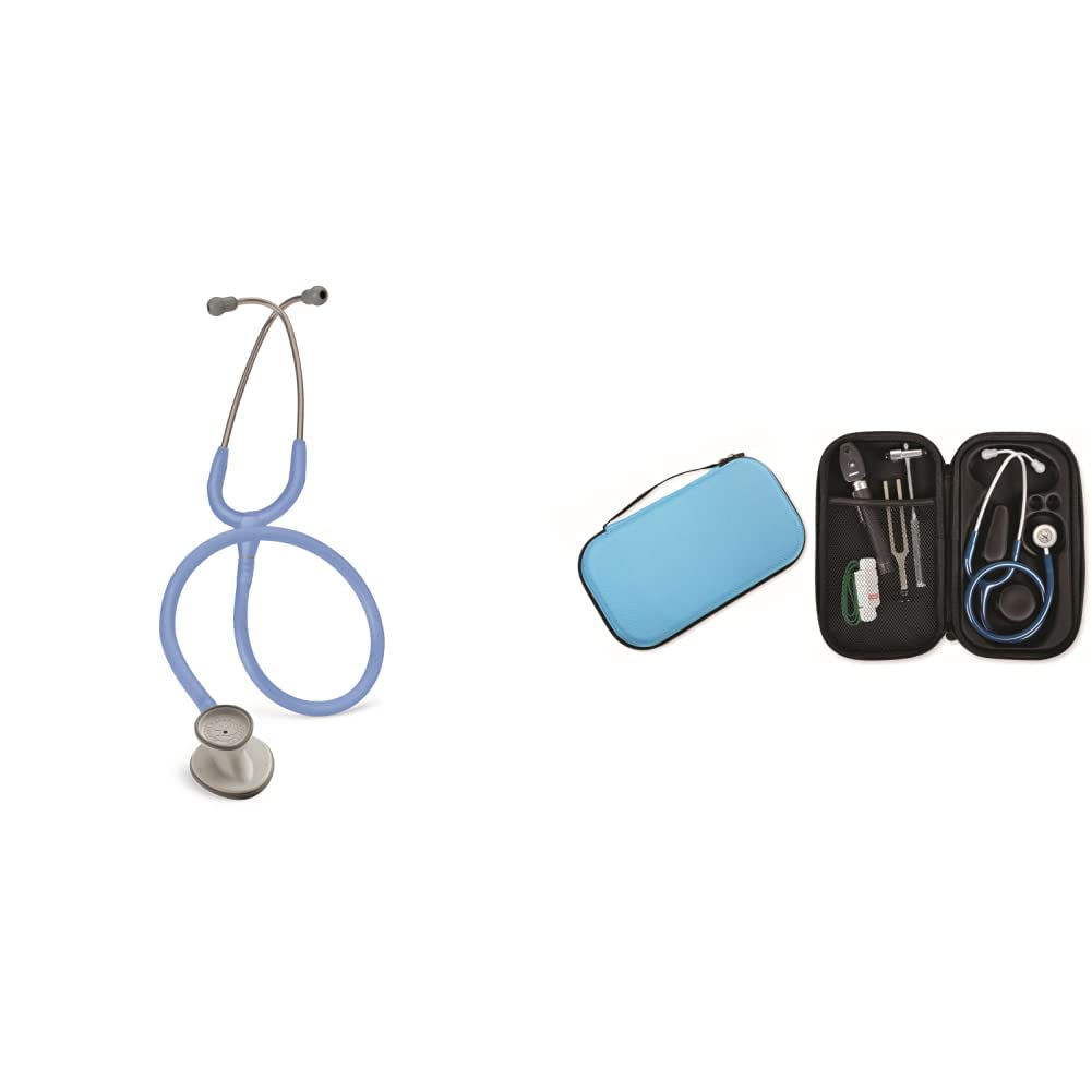 3M Littmann Lightweight II S.E. Stetofonendoscopio Azzurro Cielo, 2454 + GIMA ASTUCCIO PORTA FONENDO, Turchese, Uso Professionale