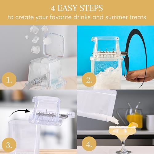 2LB Depot Shaved Ice Maker - Manual Snow Cone Maker for Home Use - Transparent Design - Ice Crusher - Sturdy Dispenser with Steel Blades - Ideal for Shaved Ice, Snow Cones and Drinks - 9.2\"x6.2\"x4.7\" - Thumbnail 5