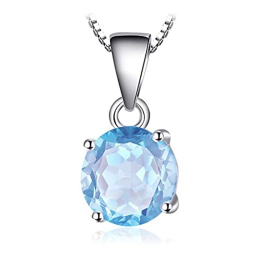 JewelryPalace Rund 2.5ct Echt Topas Birthstone Solitär Kette Anhänger, Schmuck Set mit Himmelblauer Stein, Halsketten Damen Silber 925 Collier Edelstein Mädchen, Ketten für Frauen Geschenk 45CM