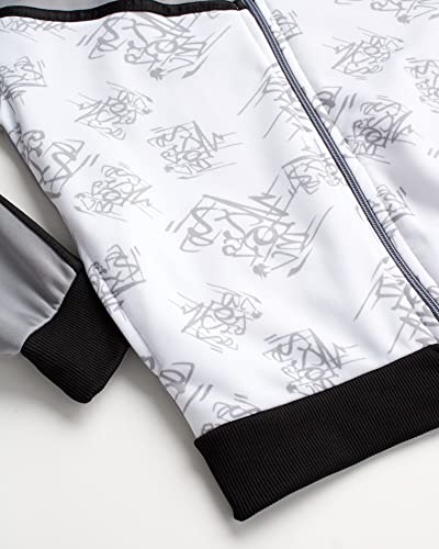 Quad Seven Boys' Tricot Jogger Set - 2 Piece Active Performance Zip-Up Tracksuit Set (Size: 8-18), Size 8-10, Grey/White #TOP2