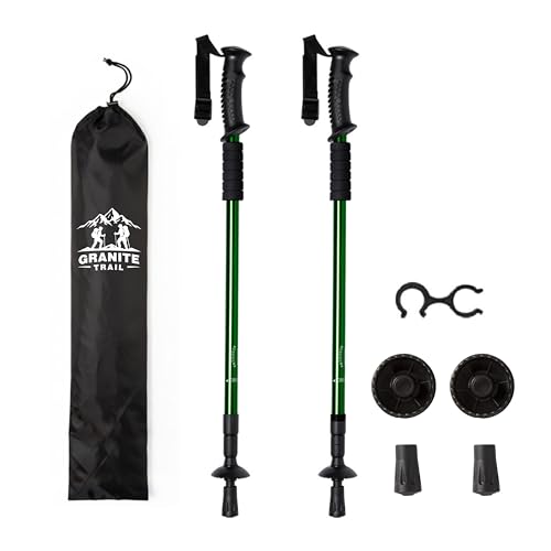 COARTEX Set Bastones de Senderismo, Aluminio, Plegables, con Amortiguación, 5 Colores, con Funda (Verde)