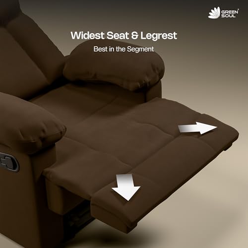 Image of Green Soul Cloud | Single Seater Manual Recliner Sofa | Ultra Soft Suede Fabric | Recline & Relax (R1) | Oversized Leg Rest & Cushioned Lumbar (Brown)