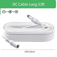 2-Pack 10 m DC Power Verlängerungskabel, Stecker 5.5mm x 2.1mm, unterstützt DC 5V 6V 9V 12V 24V, für Sicherheitskameras, DVR, Router, Drucker, LED Strip, Weiß – Ansicht 9