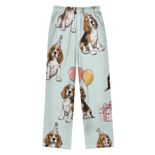 ZZXXB Beagle Happy Birthday Balloon Boys Long Pants Soft Trousers Elastic Waist Kids Lounge Bottoms with Pockets S-XL2