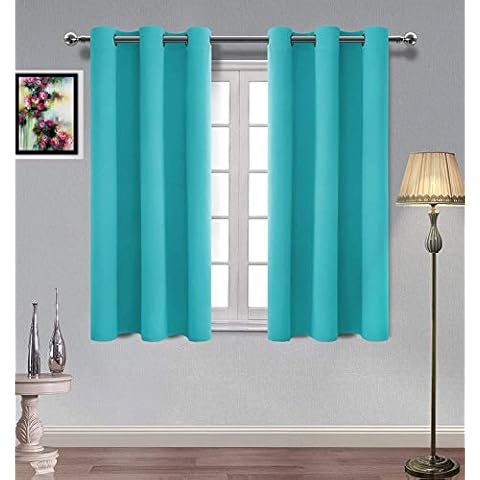 MDS Pack of 2 Panels Set Blackout Curtains/Drapes/Panels for Living Room and Bedroom Thermal Insulated Grommet Top Blackout Room Darkening Drape (Teal 42x63) Cover