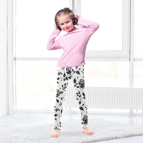 Girls' Leggings Flowers Floral Black Kids Yoga Tights Pants 1 Pack 208515954