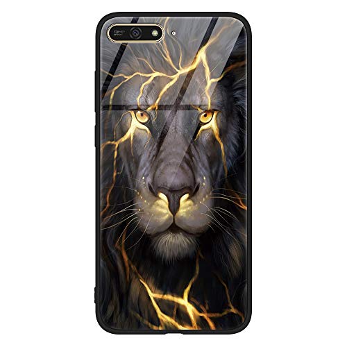 Yoedge Huawei Y6 2018 Funda, [Resistente a los Arañazos] Carcasa con Dibujos Animados Diseño [Bordes en Suave TPU Silicona] Híbrida Tempered Vidrio Bumper Case Cover para Huawei Y6 2018, Tigre