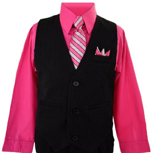 CT Boys Toddlers Fuchsia Pink Pinstripe Vest Suit Dress-wear with Shirt.