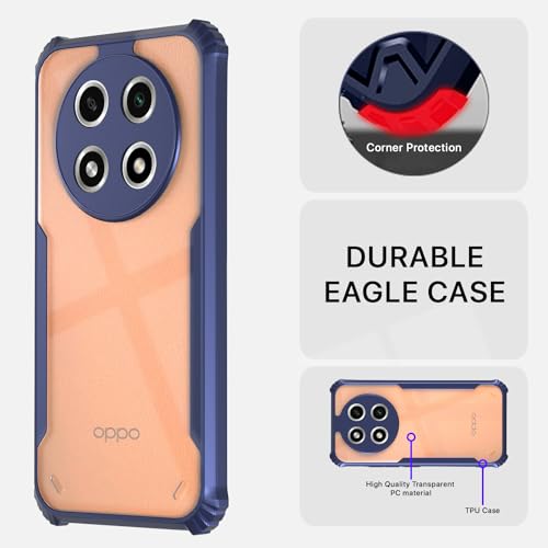 Image of Pikkme Oppo A2 Pro 5G Back Cover | Crystal Clear Transparent Back | Ultra Hyrbid | Full Camera Protection | Raised Edge | Bumper Back Case (Blue)