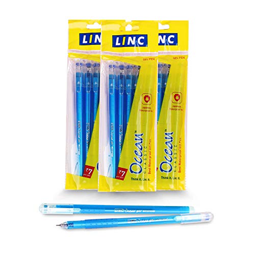 Image of Linc Ocean Classic Gel Pen (0.55 mm, Blue Body, Blue Ink, Pack of 50) Ocean Lightweight Gel Pen Jar