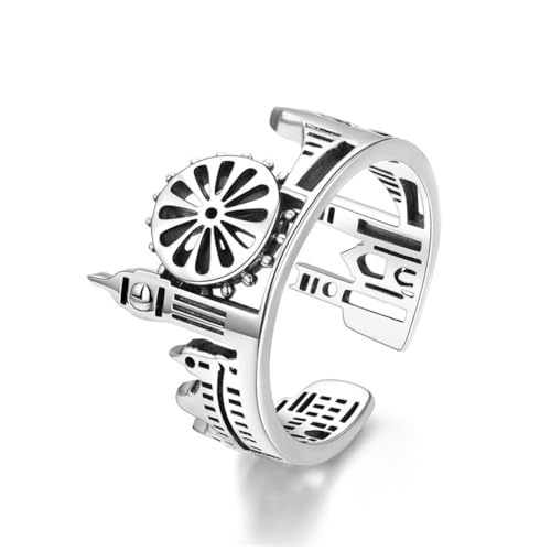 Bague ajustable pour femmes en argent et pierre précieuse