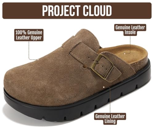 Image of 100% Genuine Leather Platform Clogs for Women - Fall Shoes for Women 2026