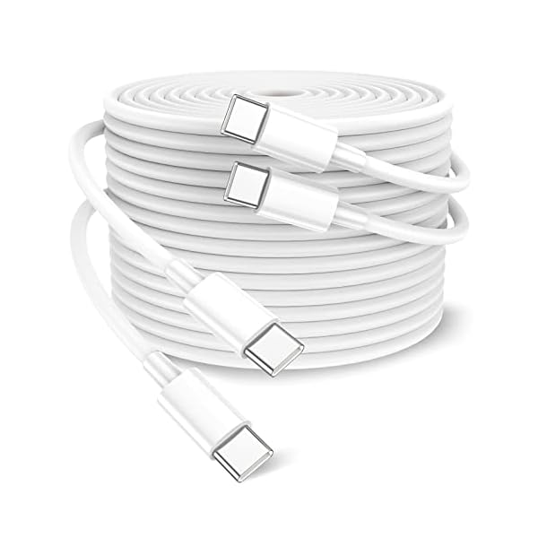 100W USB C to USB C Cable 2-Pack 10ft, Upgraded Fast Charging USB Type C to Type C Cable, USB-C Cord Phone Charger Compatible with iPhone 16/15/Samsung/Android/Phone/Pad/Macbook/Pro/Plus/Max etc.