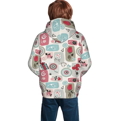 Little Flowers in Retro Kid Hoodies Boys Sweatshirts Girls Pullover with Pocket4