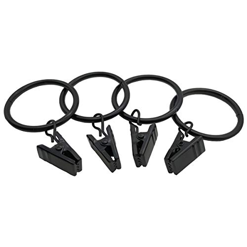 40 Pack Rings Curtain Clips 1.26 Inch Internal Diameter Strong Metal Decorative Drapery Window Curtain Ring With Clip Rustproof Vintage Compatible With Up To 1 Inch Drapery Rod Black #TOP3