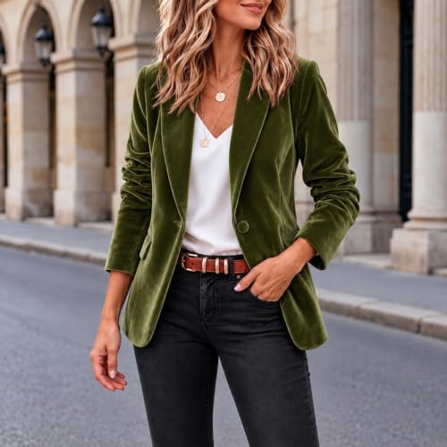 Velvet Blazer Women Business Casual Open Front Work Office Suit Jackets - image 5
