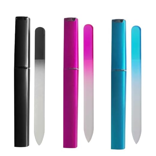 3 Piezas Lima de Uñas de Cristal Profesional, Doble Cara, Con Estuche para Uso Doméstico y de Salón