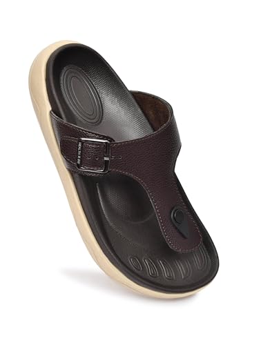 HEALTH FIT Extra Soft Premium Classic Cushion Sliders/with Adjustable Buckle Strap & Light Weight Anti-SkidWaterproof Luxurious Slippers for Men's HF121BR UK-9