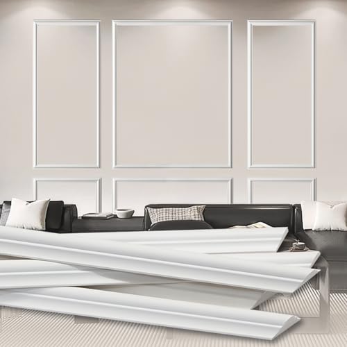 QDYMXUN Premade Wainscoting Wall Molding Kit, 6-Frames Assembly Pre-Cut Accent