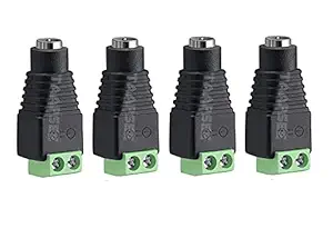 TAAPSEE (4 X Female 12V DC Power Connector 5.5mm X 2.1mm 24V Power Jack Socket for Led Strip CCTV Security Camera Cable Wire Ends 4Pcs Plug Barrel Adapter
