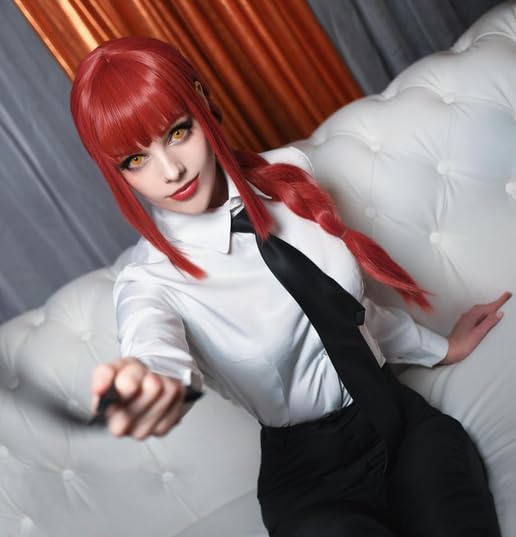 Kraja Parrucca Rossa Makima Cosplay di Personaggio Anime preferito per i Fan di Cosplay Halloween Festa Natale Fumetto Videogame (Makima)