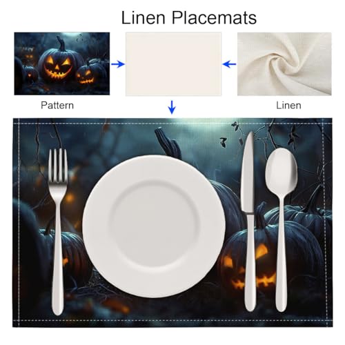 Set de table Halloween citrouille noir et orange pour repas festif