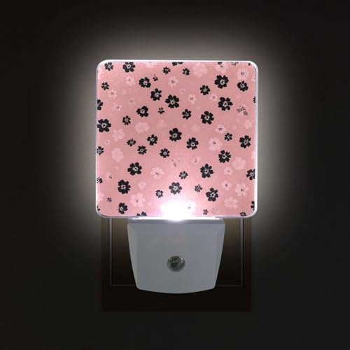 Lámpara nocturna LED sensor con flores color rosa vibrante miniatura 2